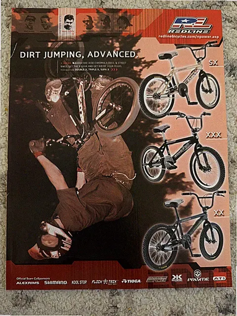 2001 Redline Bicycles Print Ad Promo Art BMX Adam Strieby Dirt Jumping Advanced