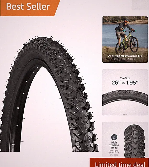 All-Terrain 26" Mountain Bike Tire - Puncture Guard & Wide Knobs for Safety