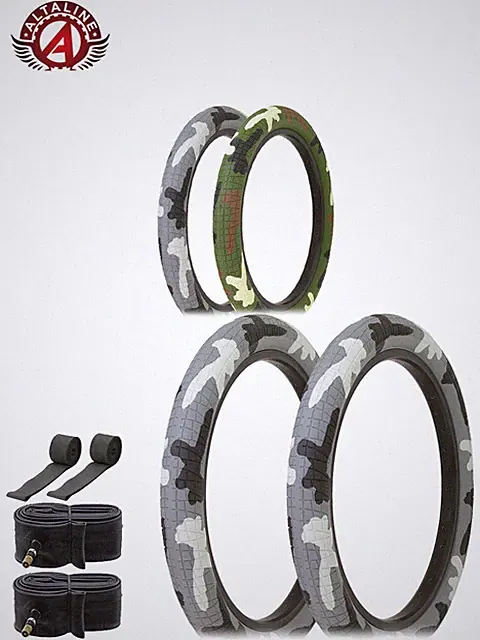 ALTALINE HIGH Performance BMX BICYCLE 20" x 2.40" Semi-Slick CAMO TIRE 6PC Set.