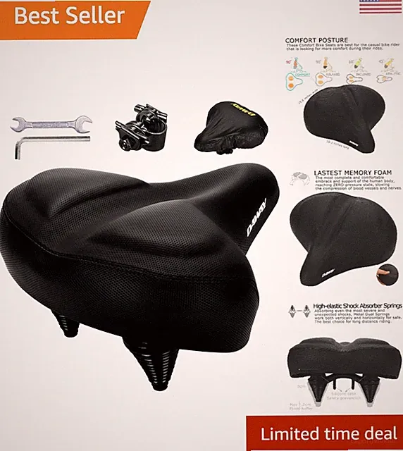 Ergonomic Memory Foam Bicycle Saddle - Extra Wide for Optimal Comfort Riding