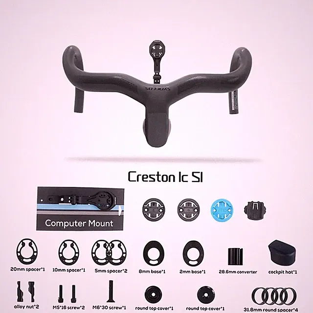 Integrated Carbon Handlebar for Road Bike with 31.8 28.6mm Conveter and Mounts