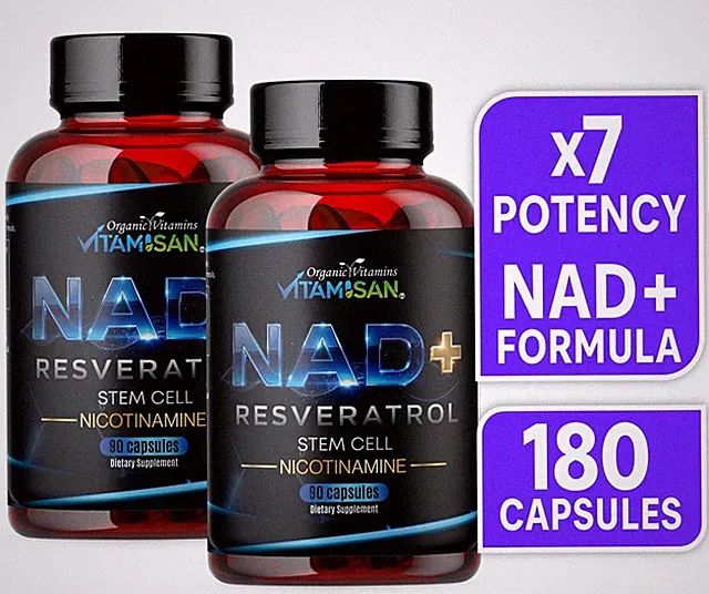 NAD+ Supplement for Anti-Aging Energy Focus & Nicotinamide Riboside Resveratrol