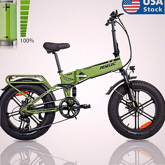 PASELEC Upgraded 1000W Peak Folding Electric Mountain Bike E Bike 48V/12Ah USA
