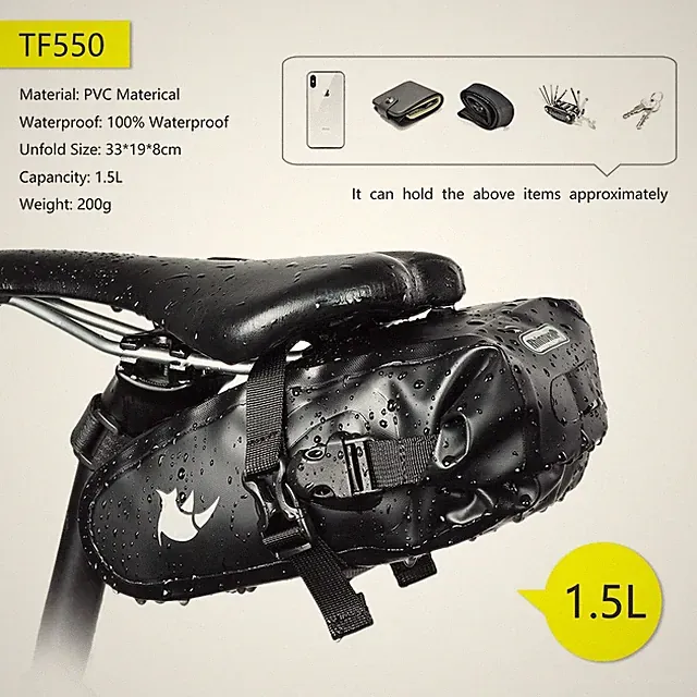 Rhinowalk Bike Saddle Bag Waterproof 5L-13L Foldable Reflective Cycling Pannier