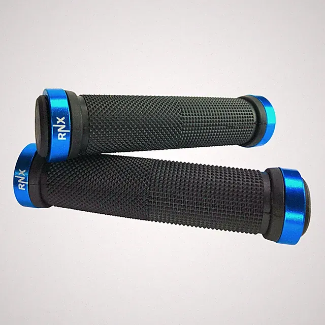 RNX Lock on Blue Bike Grips MTB BMX Mountain Bike Handlebar Grips with End Caps