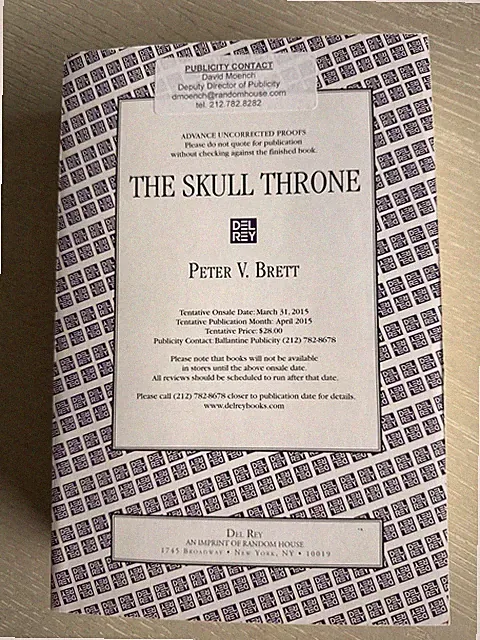 The Skull Throne Peter V. Brett Advance Reader Copy